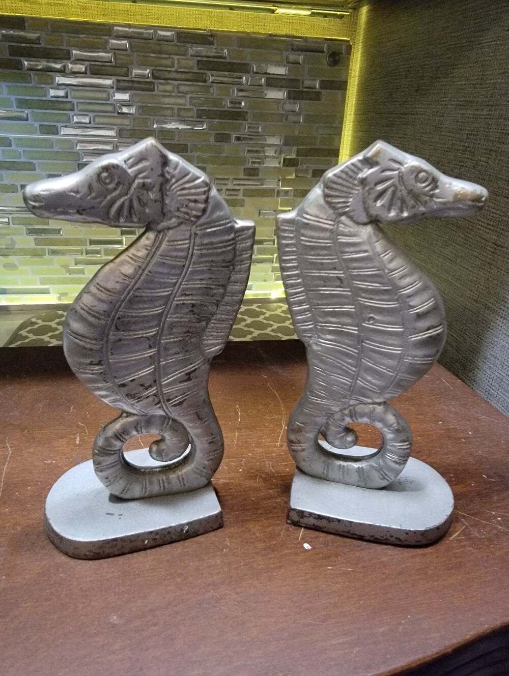 Unbranded Silver Seahorse Bookends - Set of 2